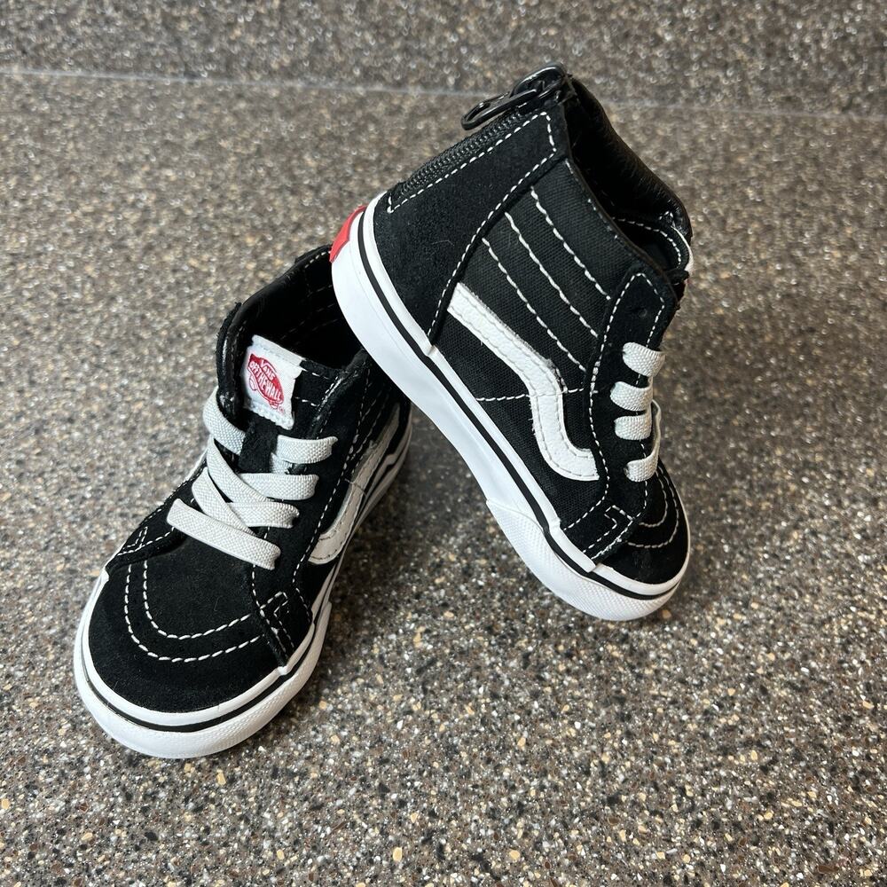 Vans Classic Sk8-Hi Little Kids Toddler Size 5.5 Black Suede/Canvas Sneakers Zip